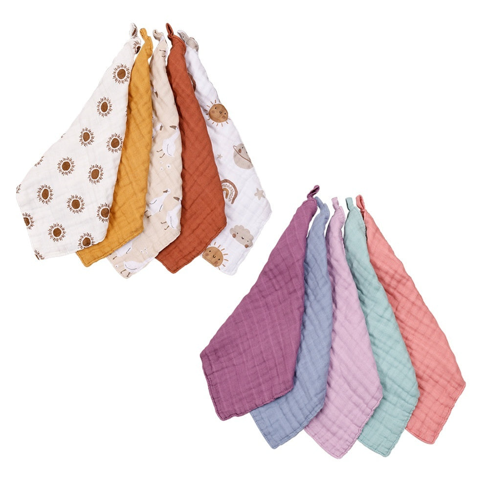 Ultra-Soft 4-Layer Bamboo Baby Bibs – Water-Absorbing, Reusable Burp Cloths (Pack of 4)