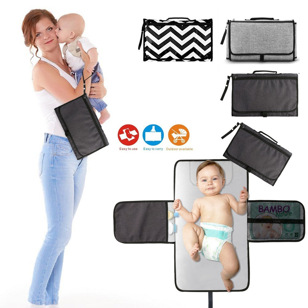 Portable Waterproof Baby Diaper Changing Mat – Foldable Travel Pad with Storage, Compact & Washable (90x60cm)